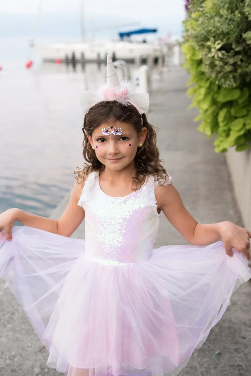 Great Pretenders Dreamy Unicorn Dress & Headband, Iridescent/Pink, Size 5-6