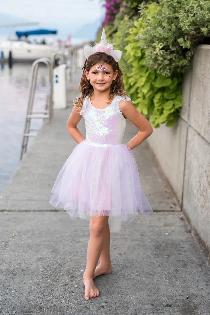 Great Pretenders Dreamy Unicorn Dress & Headband, Iridescent/Pink, Size 5-6