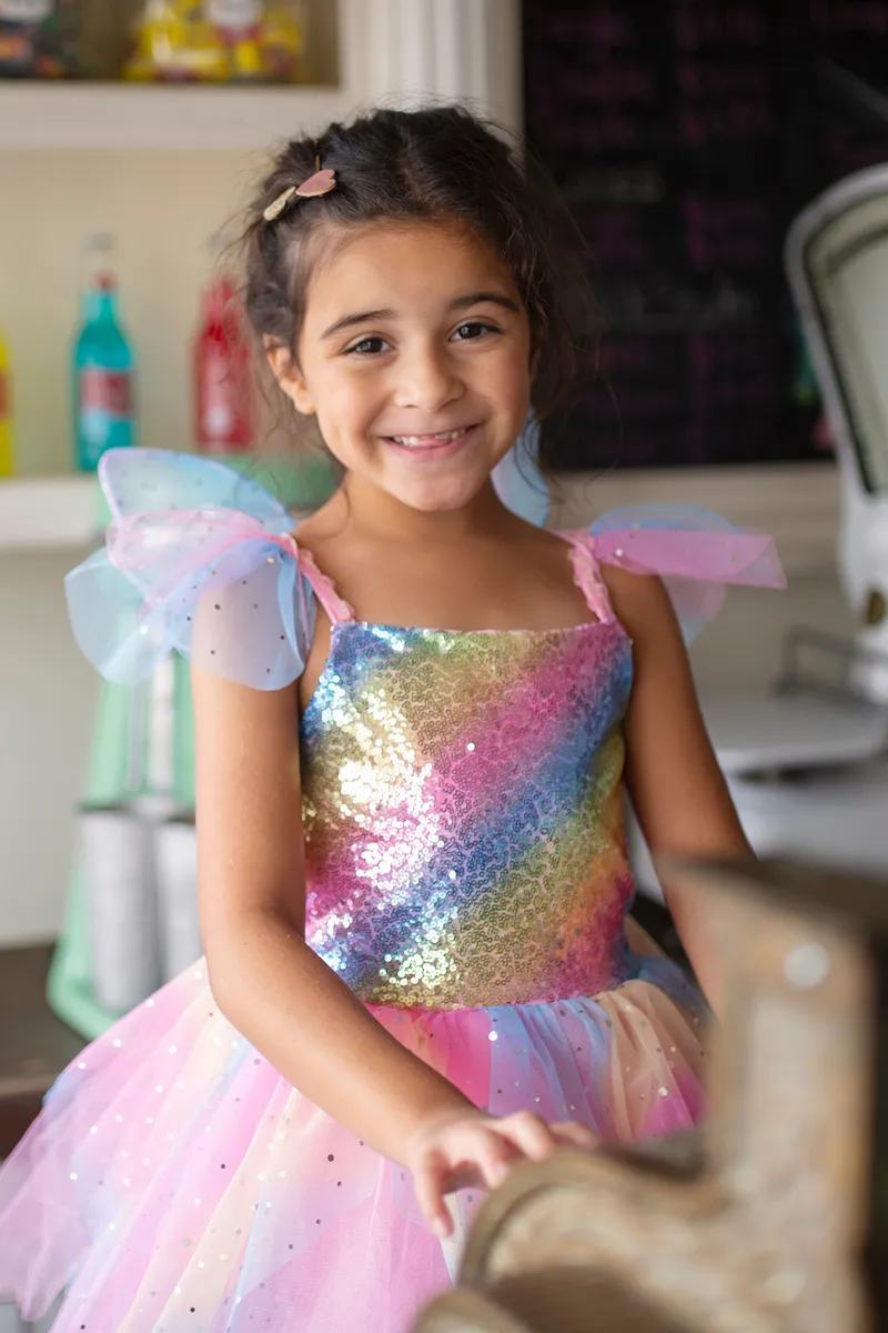 Great Pretenders Rainbow Fairy Dress & Wings, Multi, Size 3-4