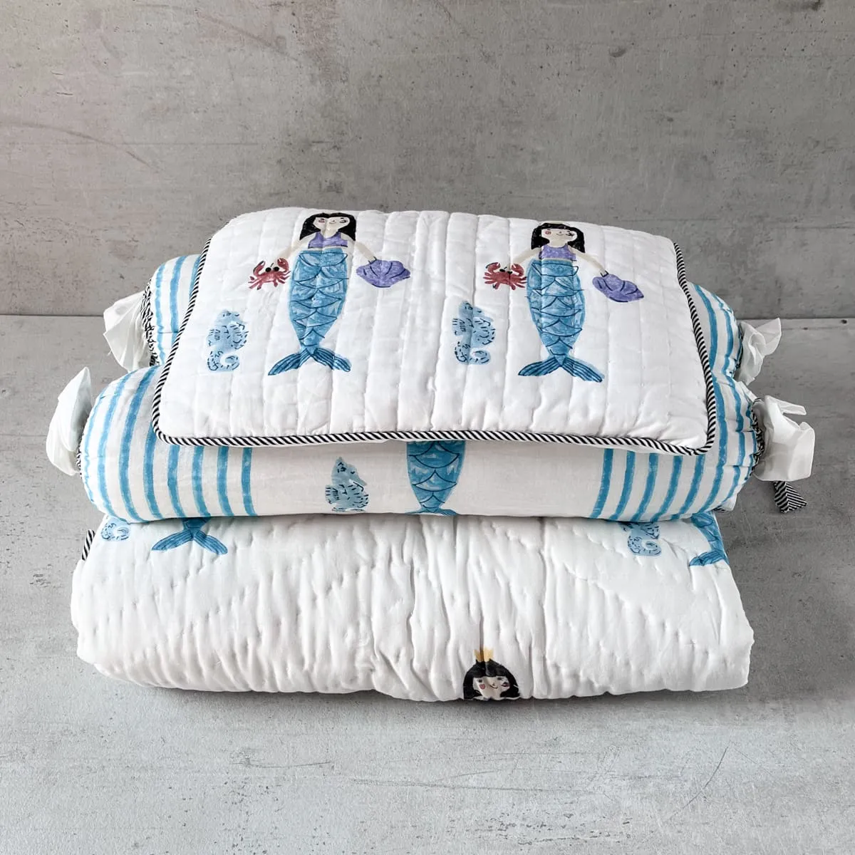 Home Artisan Nerissa Hand Block Print Cotton Quilt Set