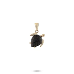 Honu Black Coral Pendant in Gold - 13mm