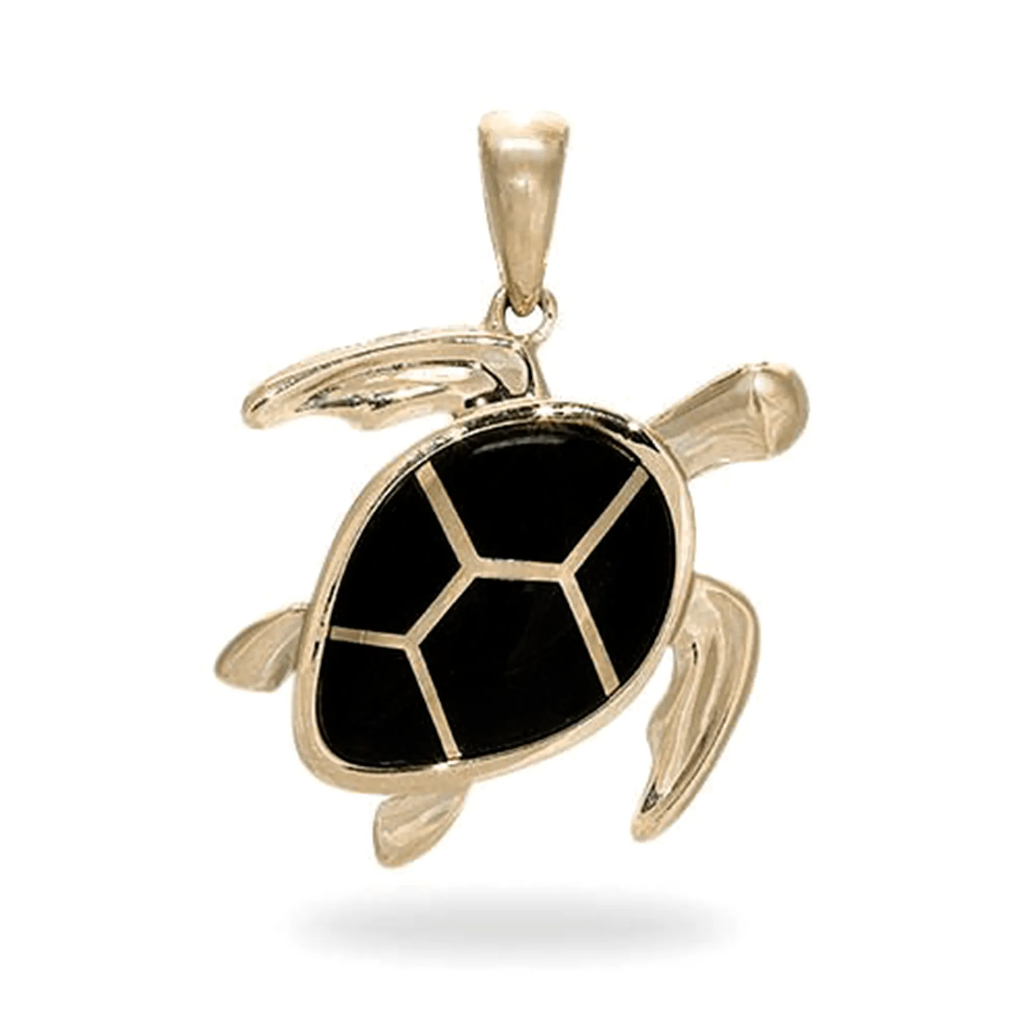 Honu Black Coral Pendant in Gold - 26mm