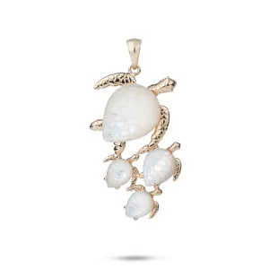 Honu Mother of Pearl Pendant in Gold - 37mm
