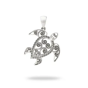 Honu Pendant in Sterling Silver - 30mm