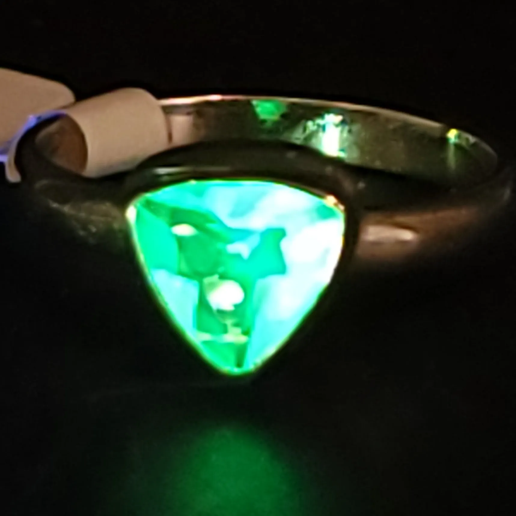 Hyalite Opal Trillion Ring Sterling Silver Band Size 8