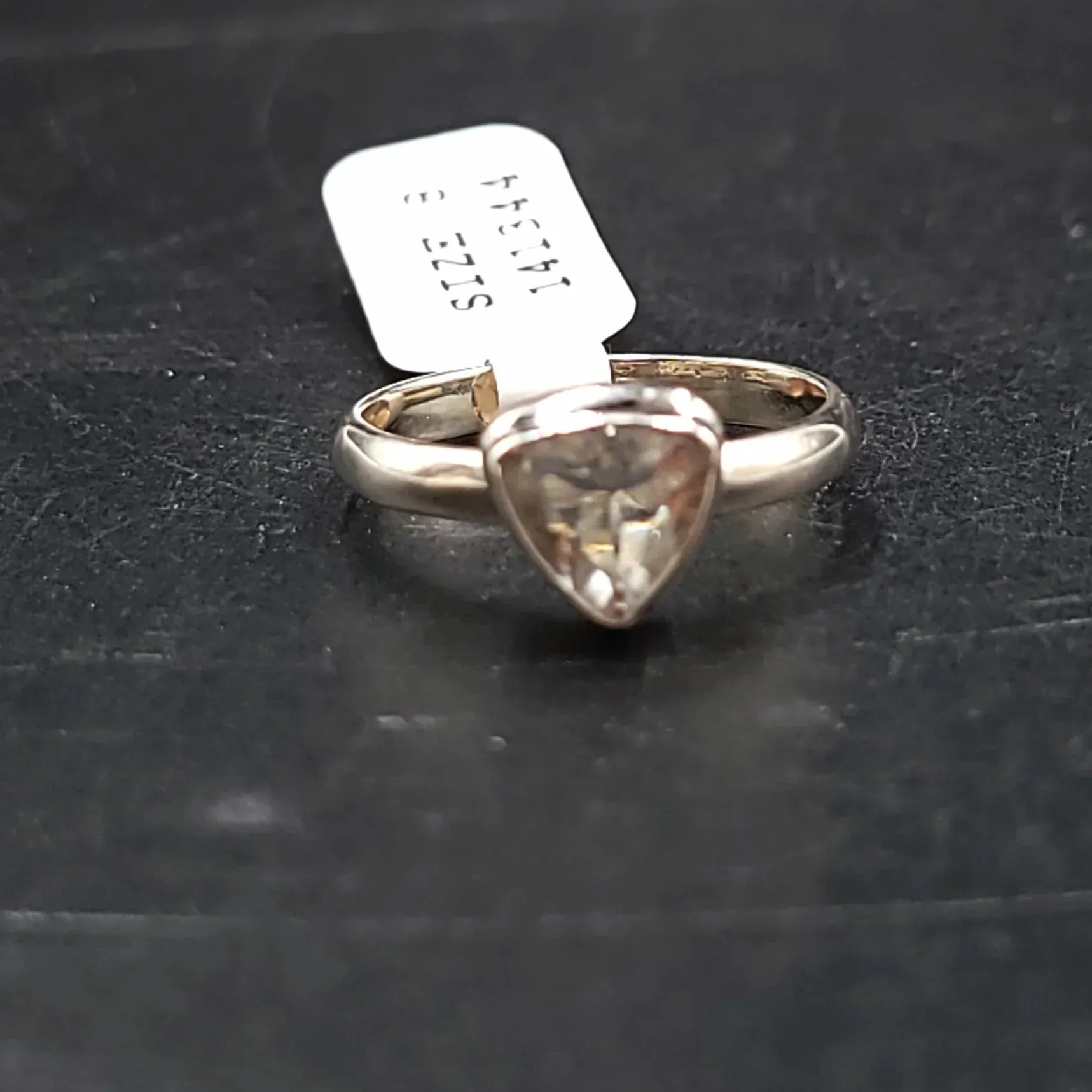 Hyalite Opal Trillion Ring Sterling Silver Band Size 8