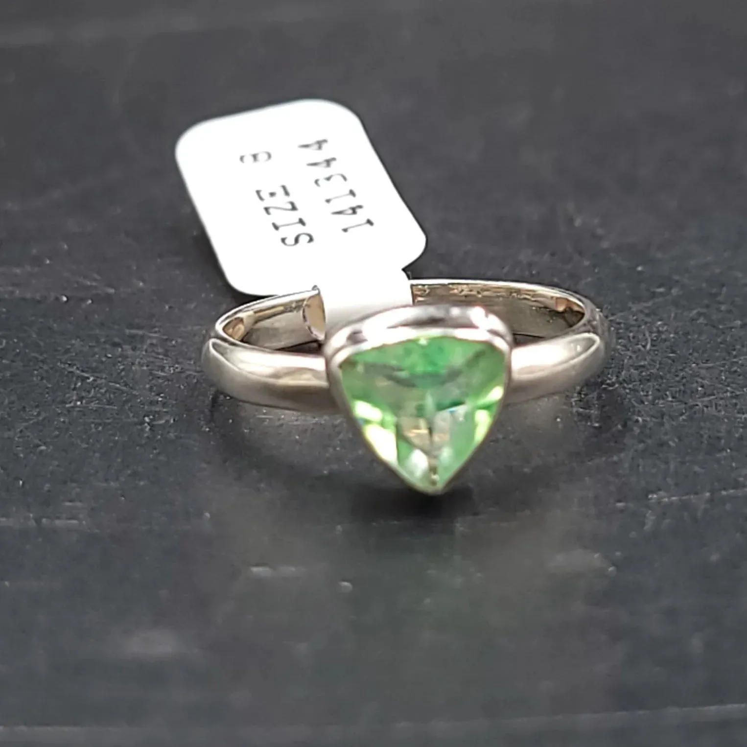 Hyalite Opal Trillion Ring Sterling Silver Band Size 8