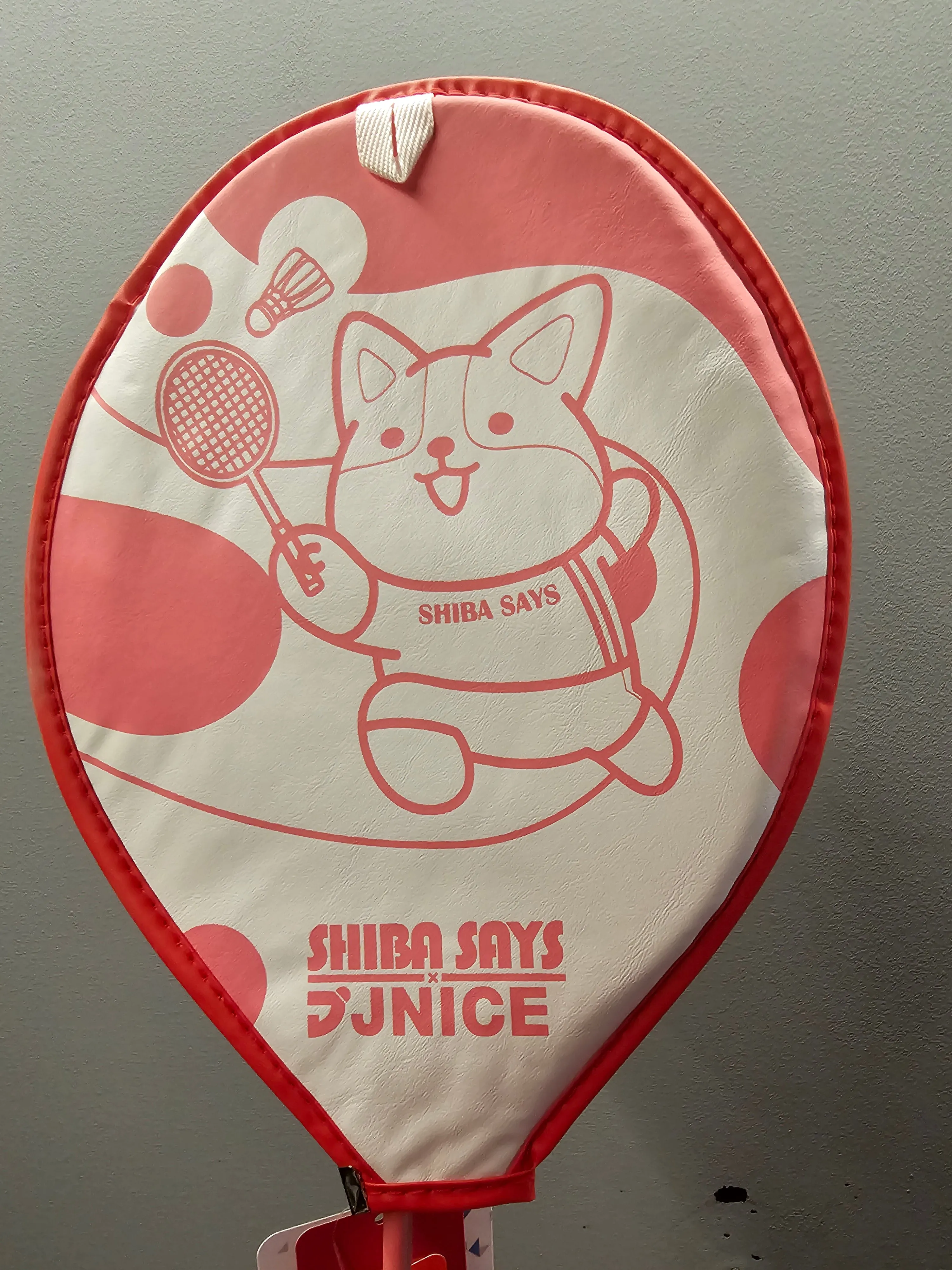 JNICE Shiba Says Kawai Pink Badminton Racket