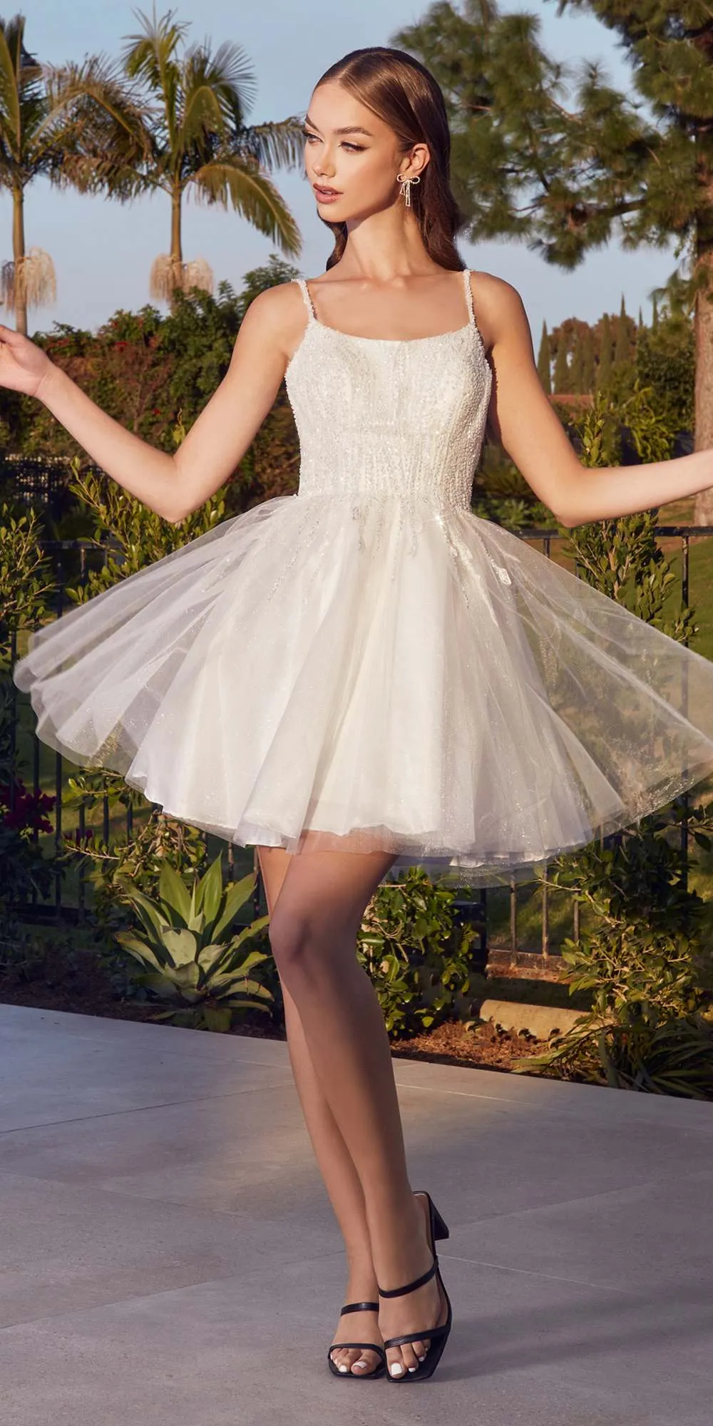 Ladivine CD0212 Layered Tulle A-Line Short Dress