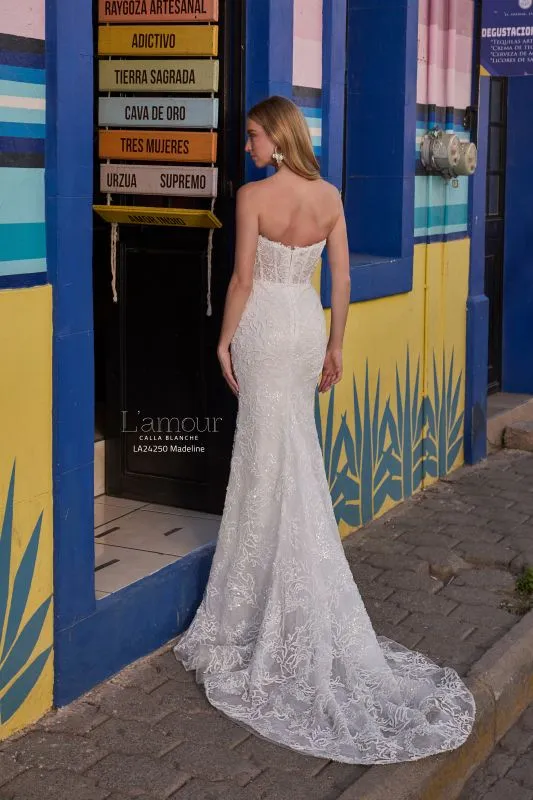L'amour Size 14 LA24250 Madeline Ivory/Ivory Gown