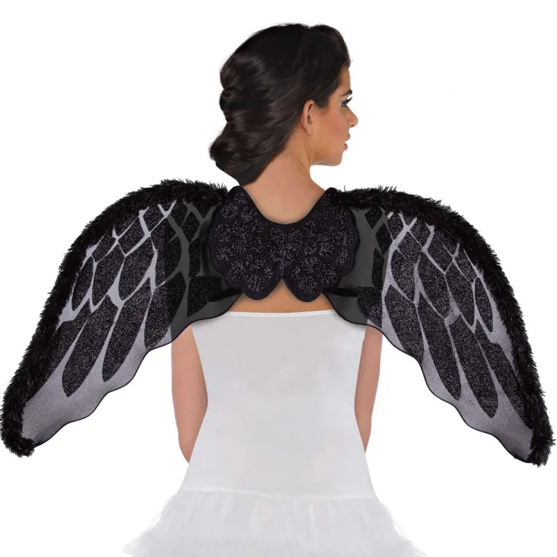 Large Black Glittery Marabou Wings