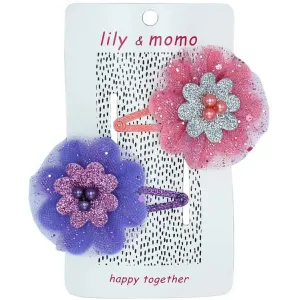 Lily and Momo Hair Clips - Fiona Flower - Pink and Lilac