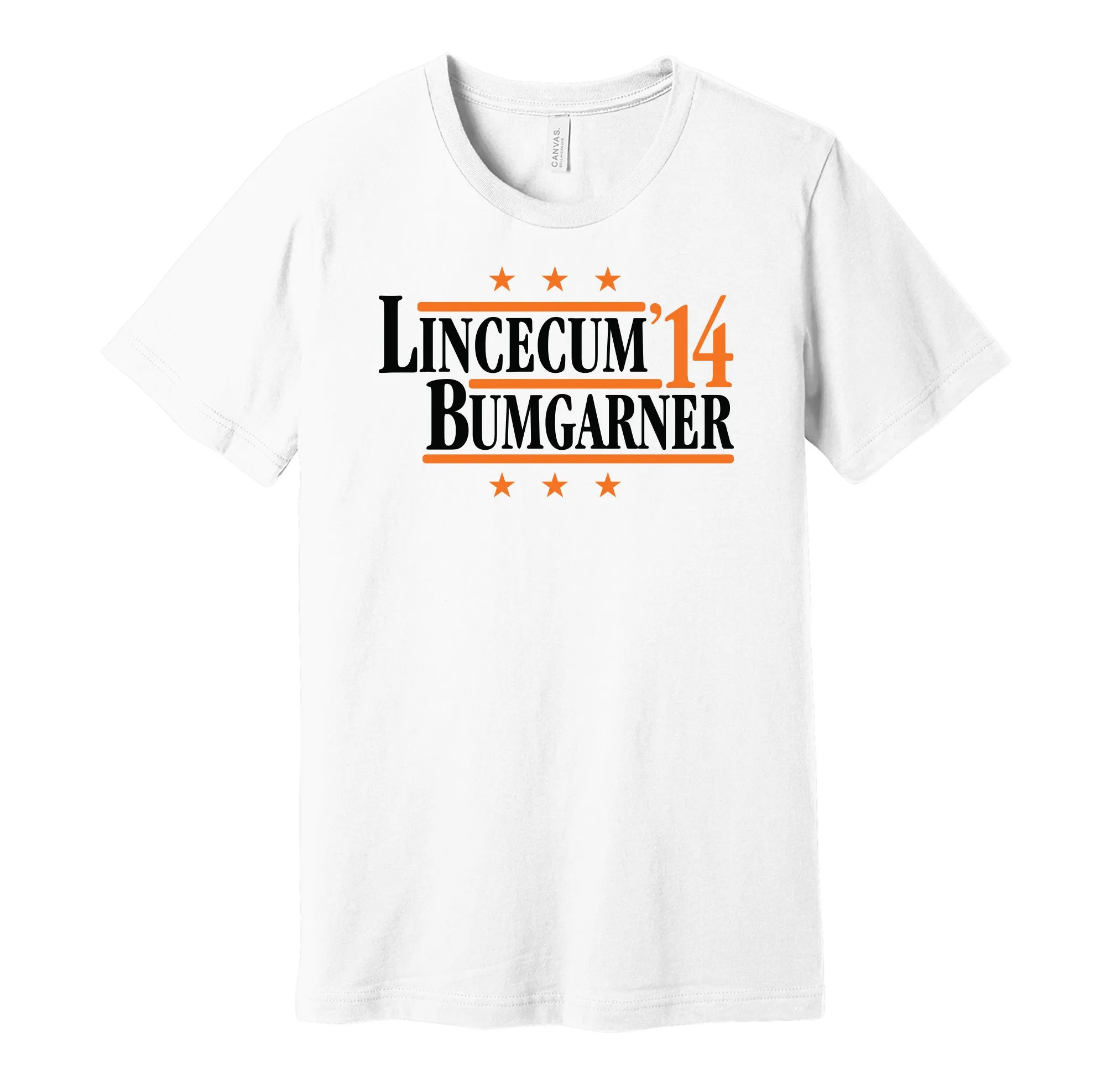 Lincecum & Bumgarner '14 - San Francisco Baseball Legends Political Campaign Parody T-Shirt - Hyper Than Hype Shirts