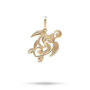 Living Heirloom Honu Pendant in Gold - 22mm