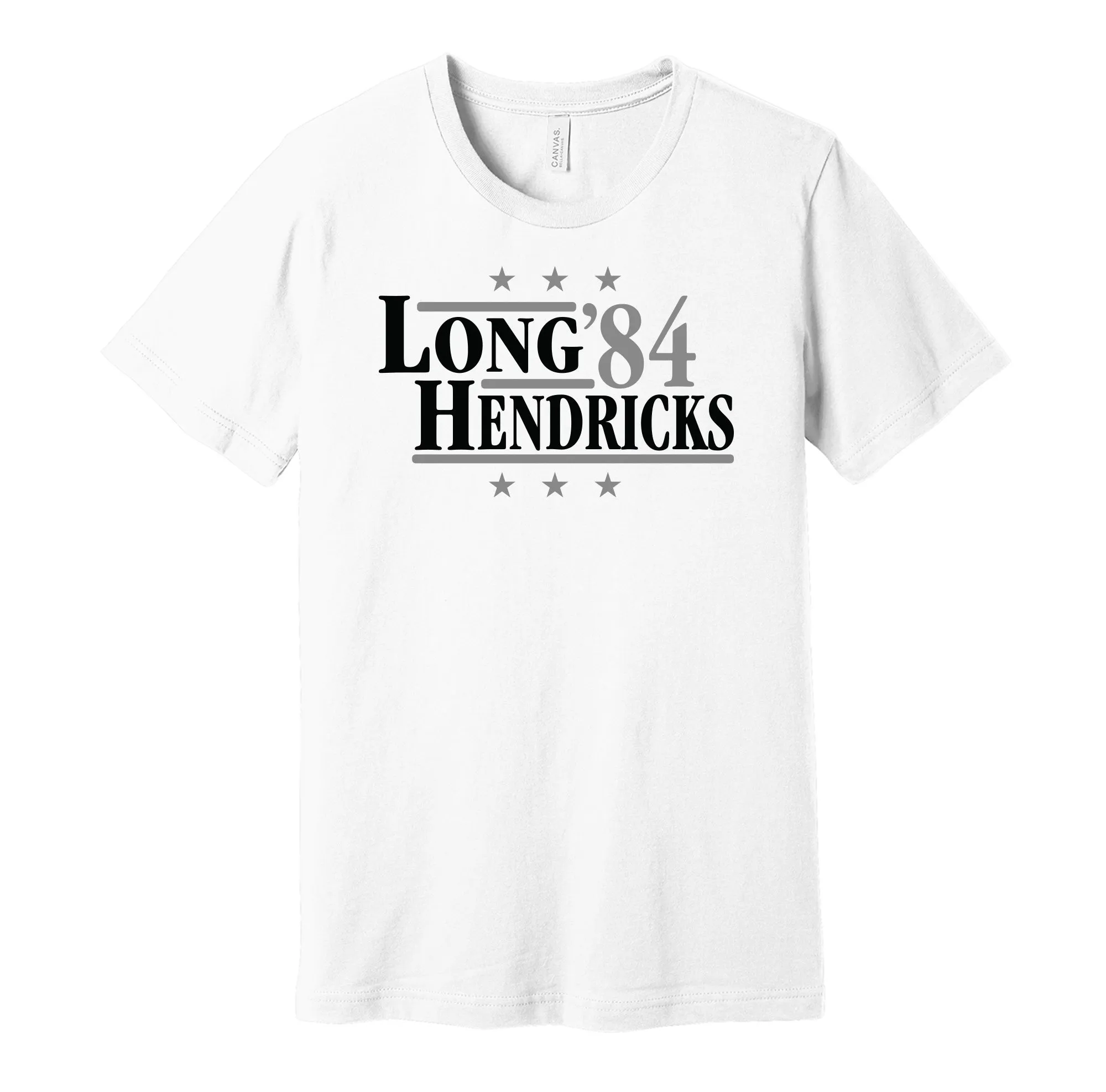 Long & Hendricks '84 - Oakland Football Legends Political Campaign Parody T-Shirt - Hyper Than Hype Shirts
