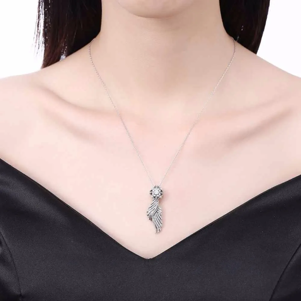 Luxurious 925 Sterling Silver Necklace with CZ Stones, Ethnic Women’s Jewelry for Wedding, Fashion Pendant for Ladies