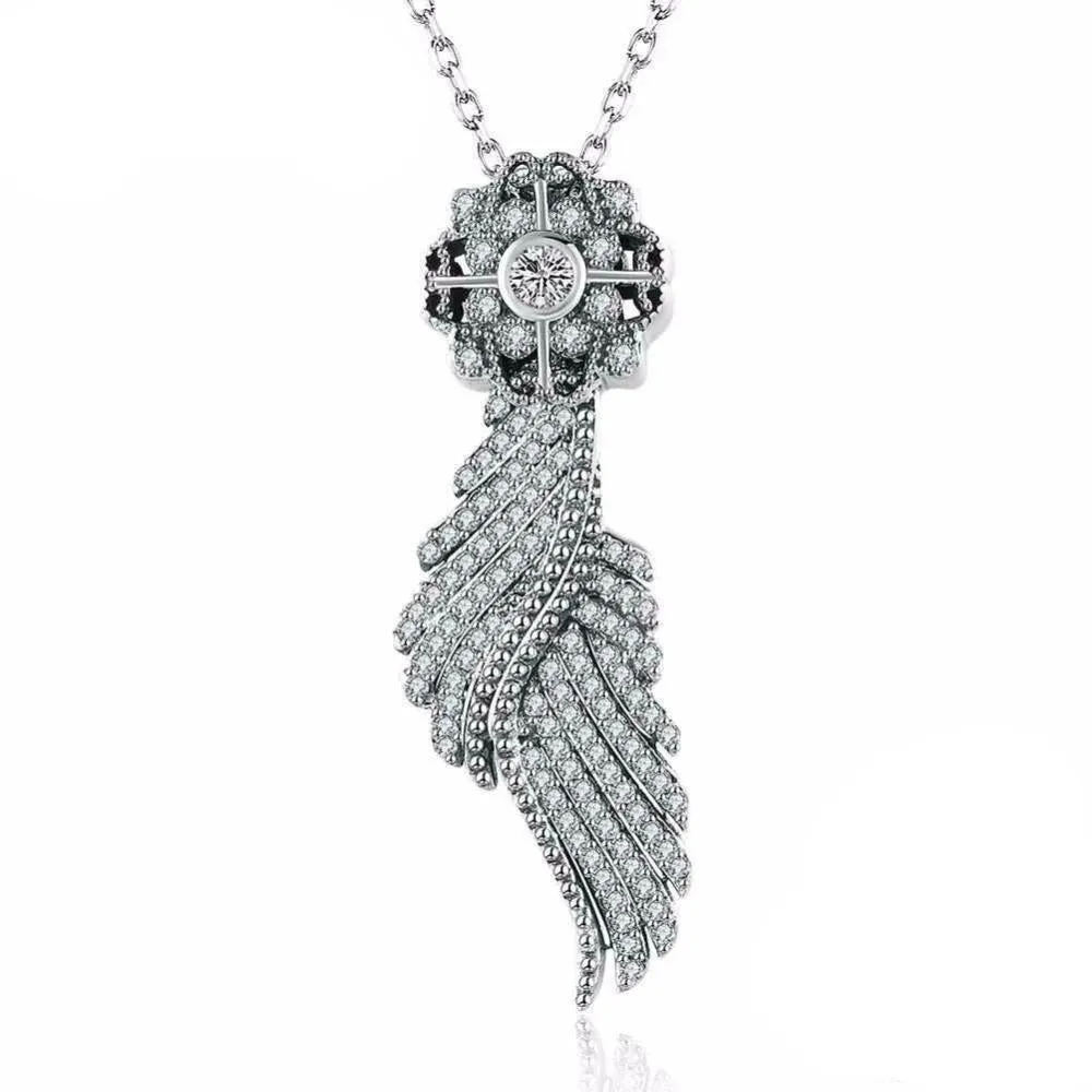 Luxurious 925 Sterling Silver Necklace with CZ Stones, Ethnic Women’s Jewelry for Wedding, Fashion Pendant for Ladies