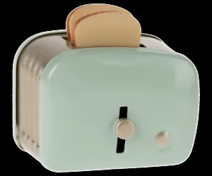 maileg miniature toaster and bread, mint