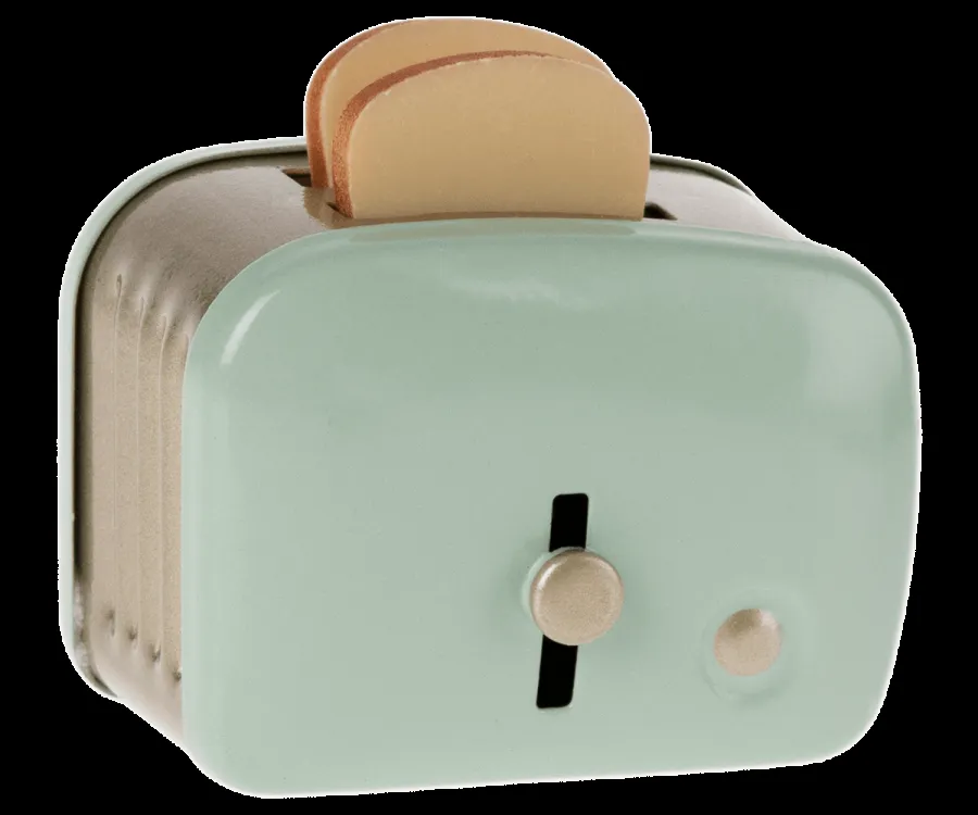 maileg miniature toaster and bread, mint