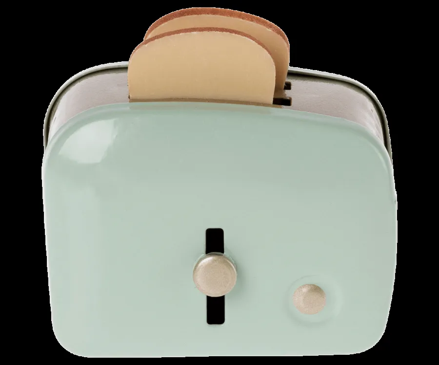 maileg miniature toaster and bread, mint