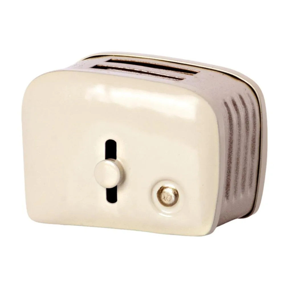 maileg miniature toaster and bread, off white