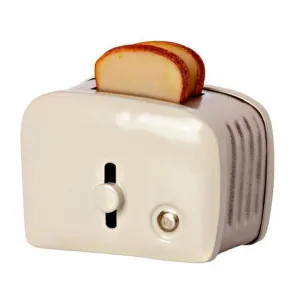 maileg miniature toaster and bread, off white