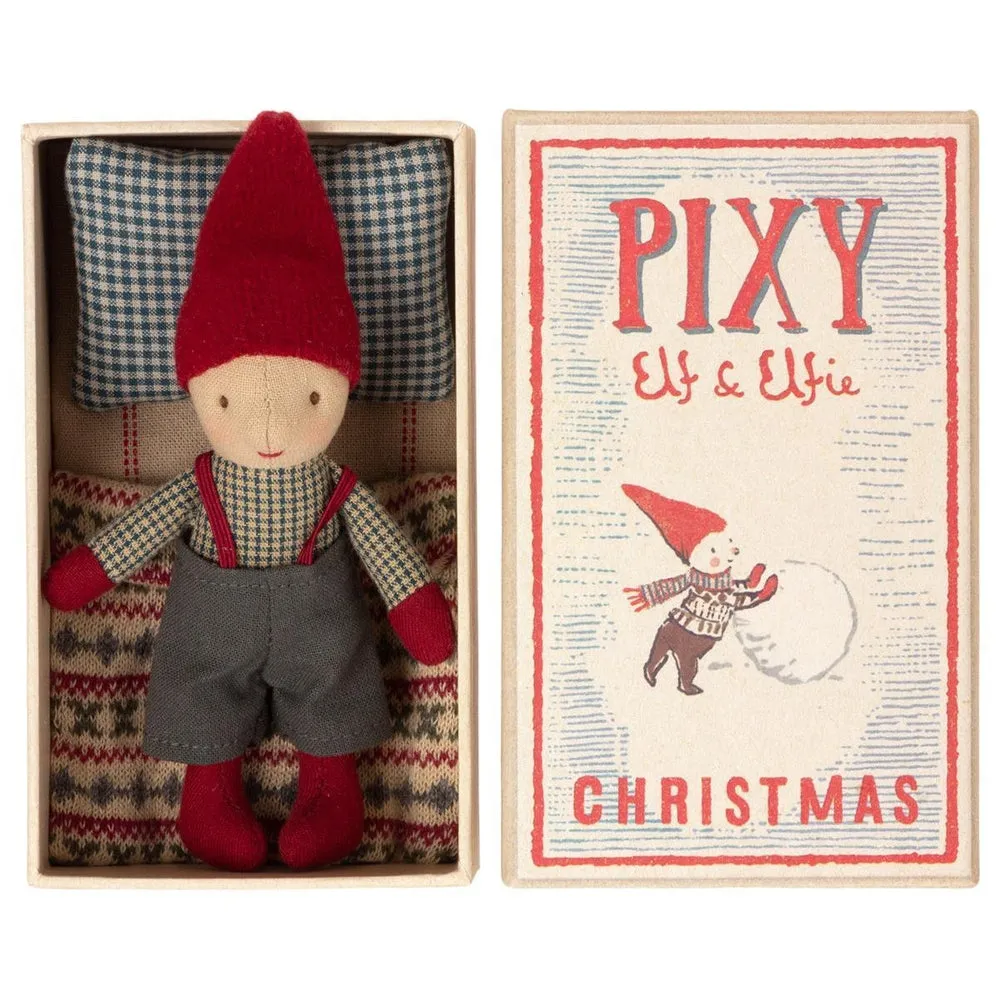 maileg pixie elf in matchbox, boy