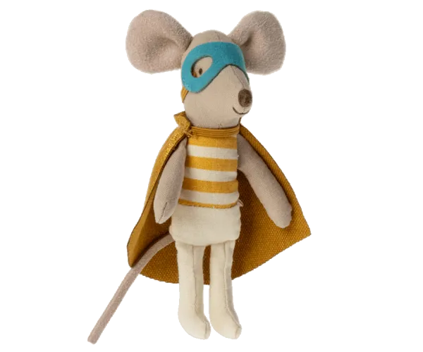 maileg super hero little brother mouse in matchbox