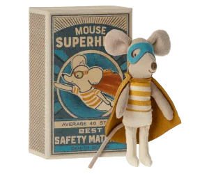 maileg super hero little brother mouse in matchbox