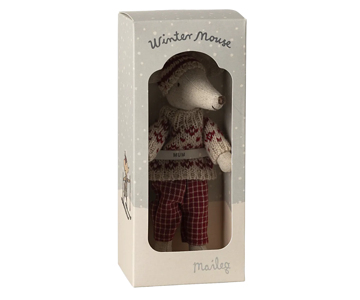 Maileg winter mouse mom with ski set 2024