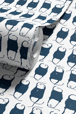 Mermaid's Purse Coastal Wallpaper Sample - Blue and White, 12"x12"