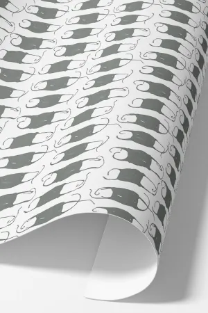 Mermaid's Purse Coastal Wallpaper Sample - Grey and White, 12"x12"