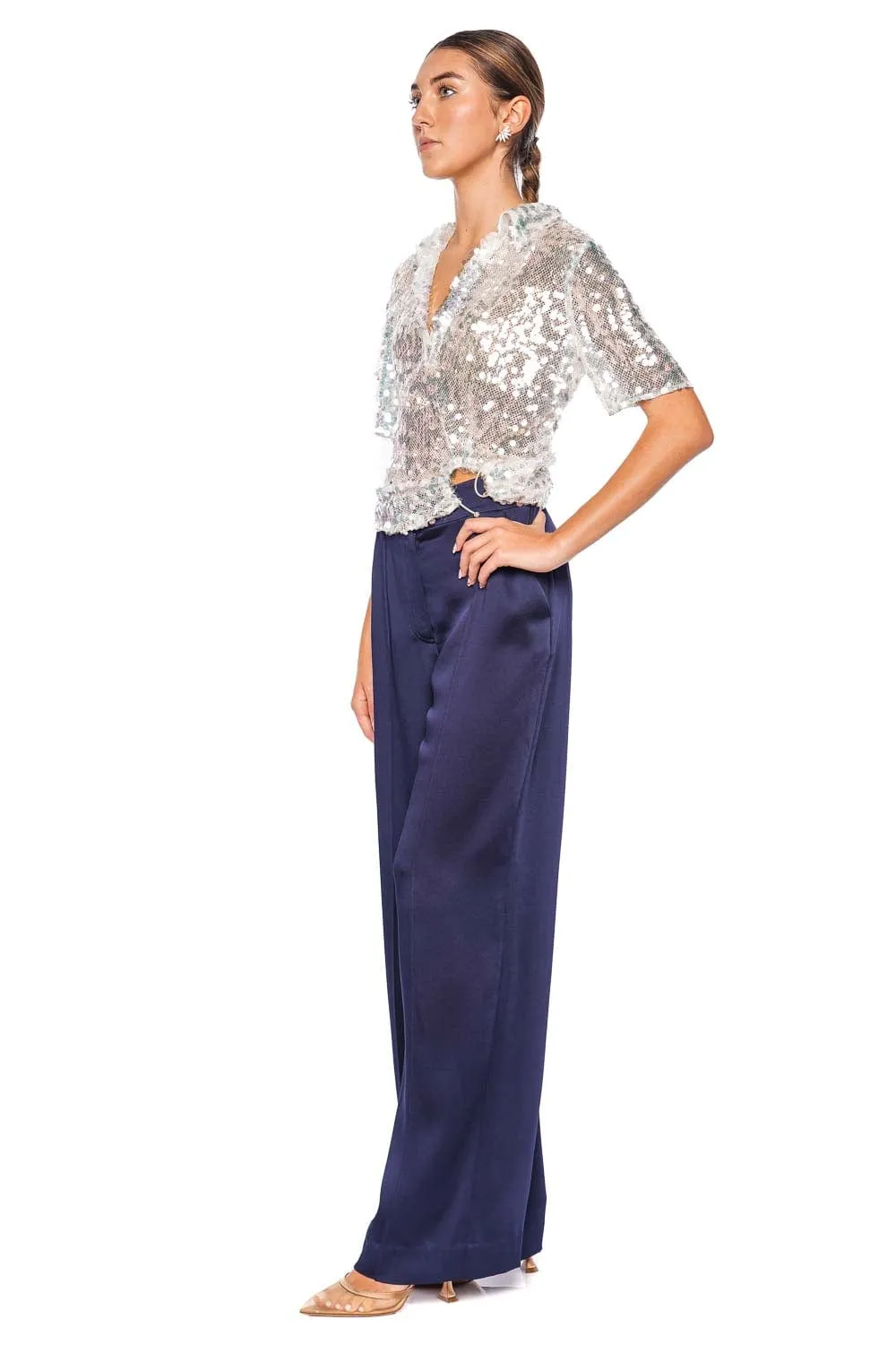 Opaline Sequin Embellished Polo Top