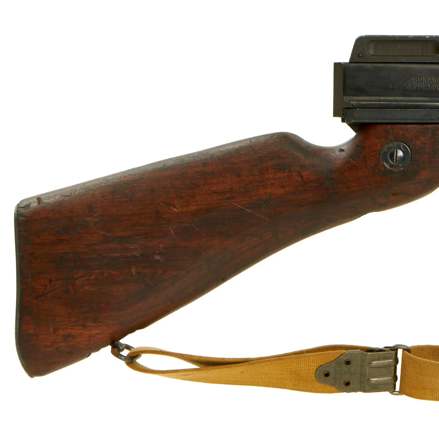 Original U.S. WWII Thompson M1A1 Display Submachine Gun Serial 219699 with Sling & Magazine - Original WWII Parts