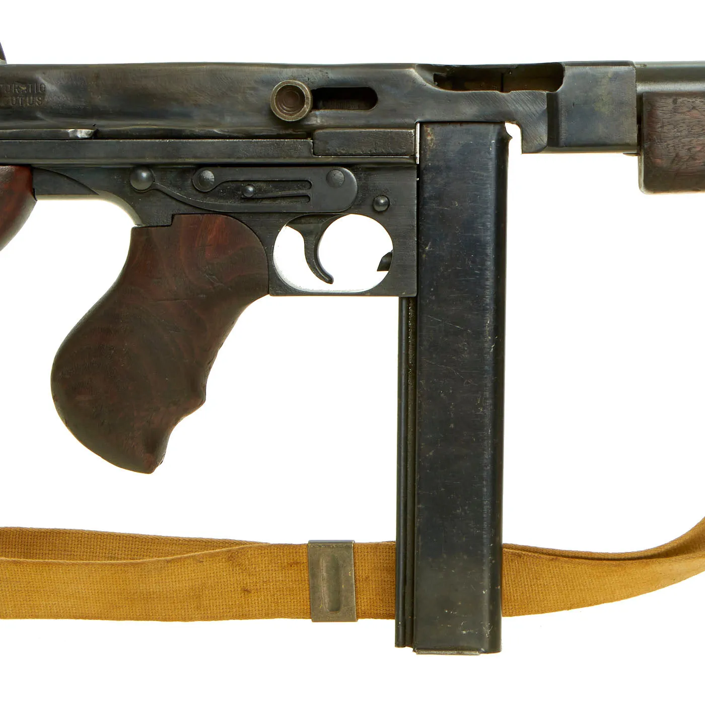 Original U.S. WWII Thompson M1A1 Display Submachine Gun Serial 219699 with Sling & Magazine - Original WWII Parts