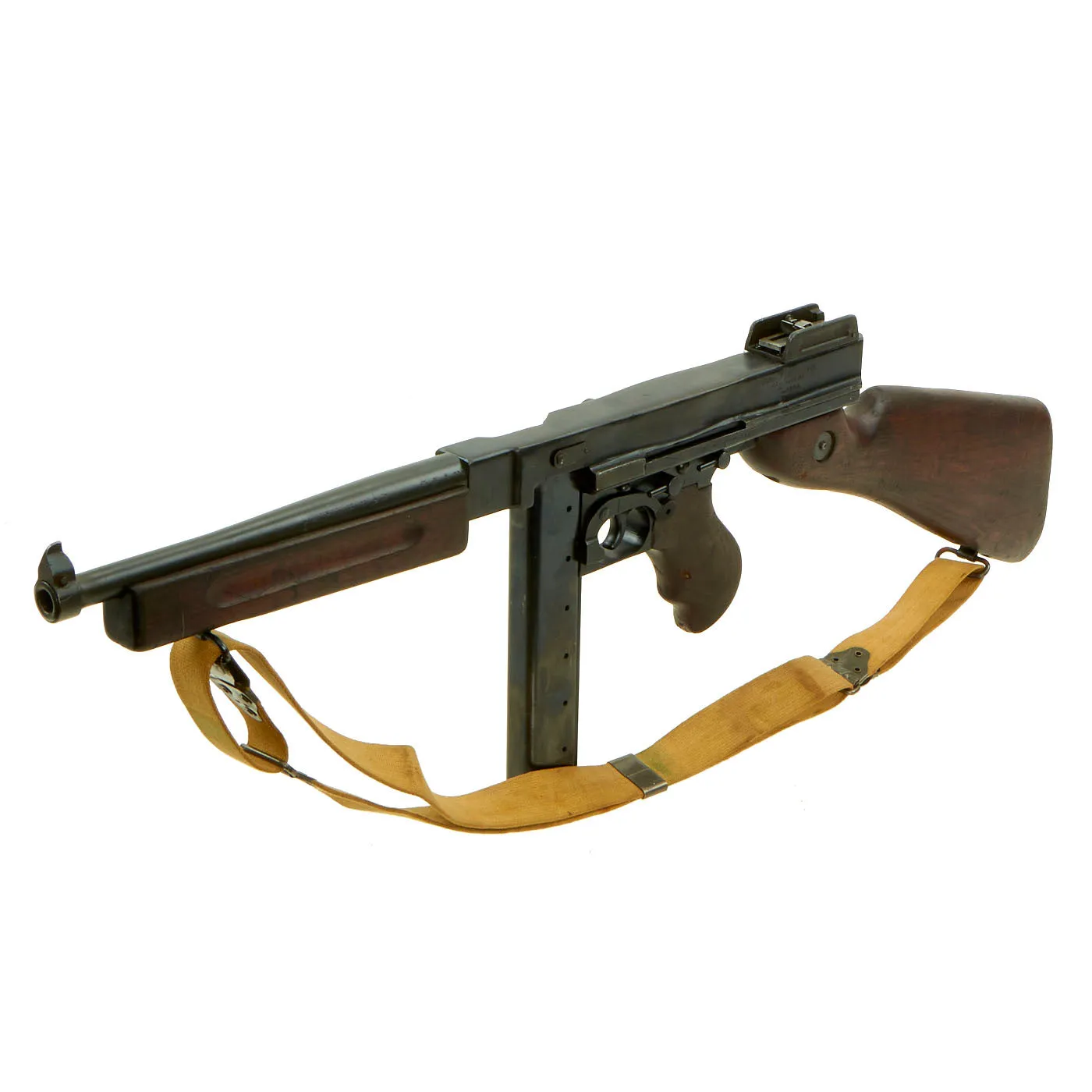 Original U.S. WWII Thompson M1A1 Display Submachine Gun Serial 219699 with Sling & Magazine - Original WWII Parts
