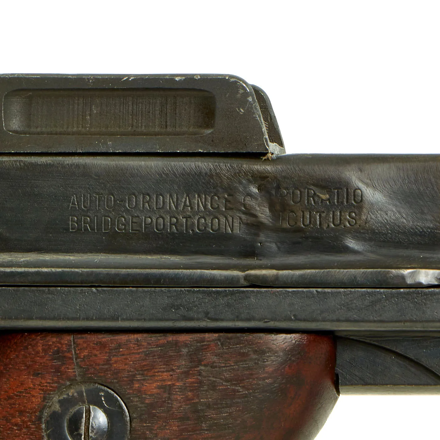 Original U.S. WWII Thompson M1A1 Display Submachine Gun Serial 219699 with Sling & Magazine - Original WWII Parts