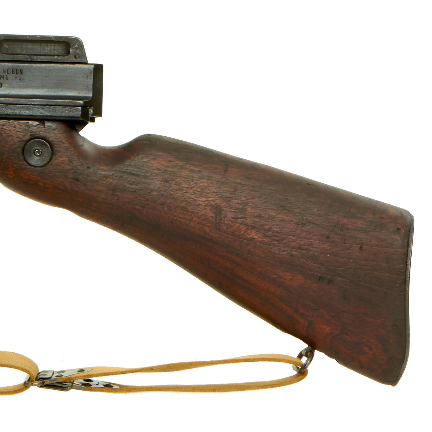 Original U.S. WWII Thompson M1A1 Display Submachine Gun Serial 219699 with Sling & Magazine - Original WWII Parts