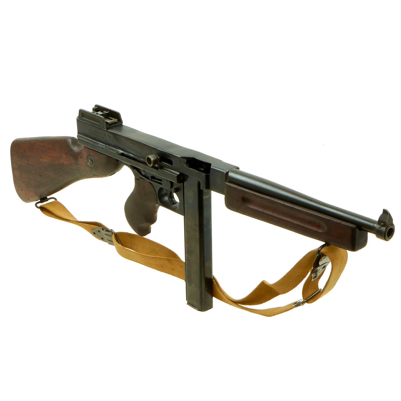 Original U.S. WWII Thompson M1A1 Display Submachine Gun Serial 219699 with Sling & Magazine - Original WWII Parts