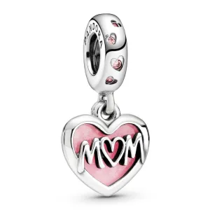 Pandora Mum Script Heart Dangle Charm