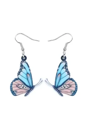 Pastel Pink & Blue Butterfly Wings Earrings