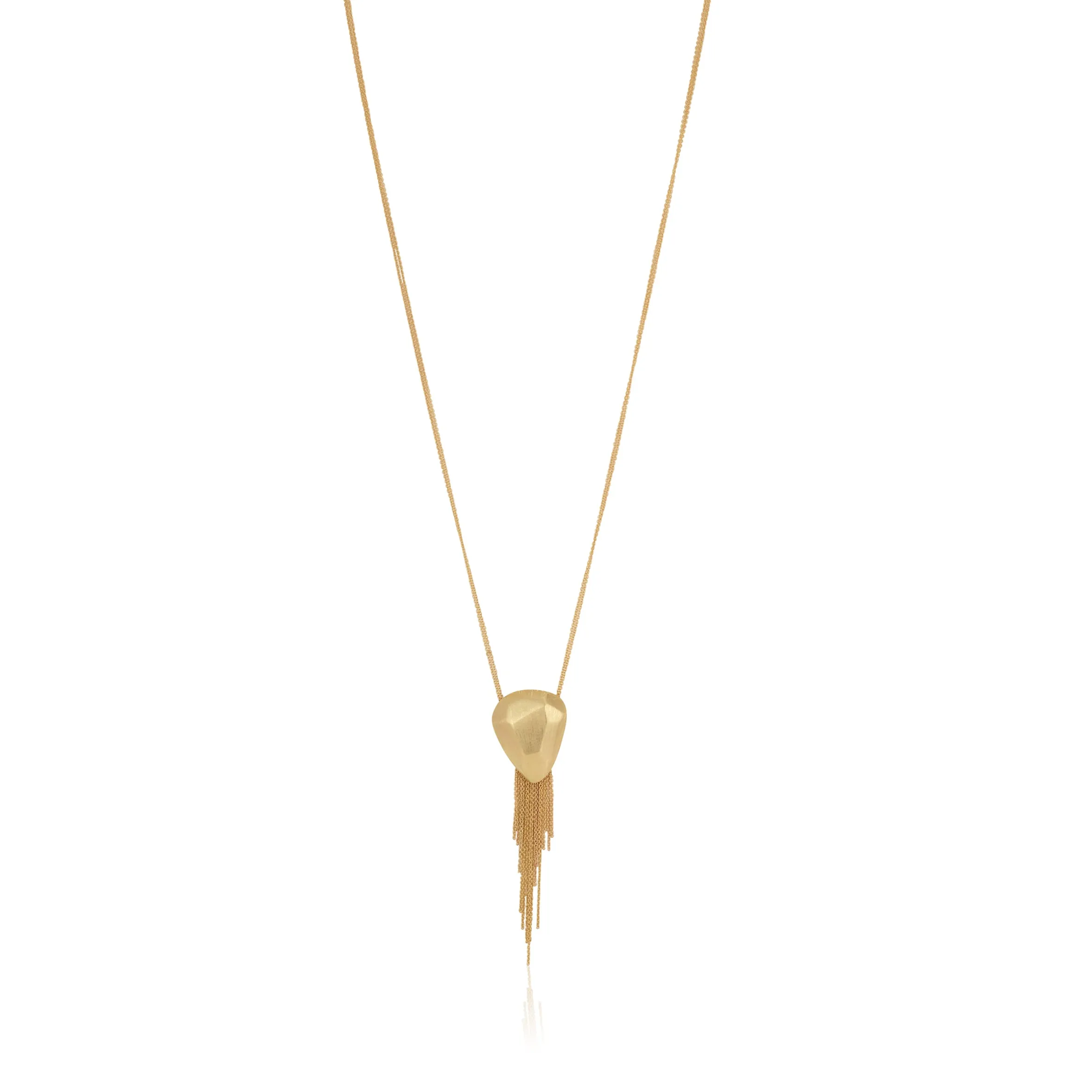 Pebbles inspired yellow gold necklace with fringes