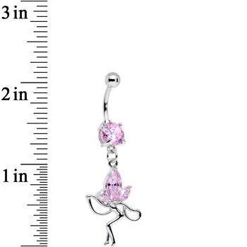 Pink CZ Meadow Fairy Dangle Belly Ring