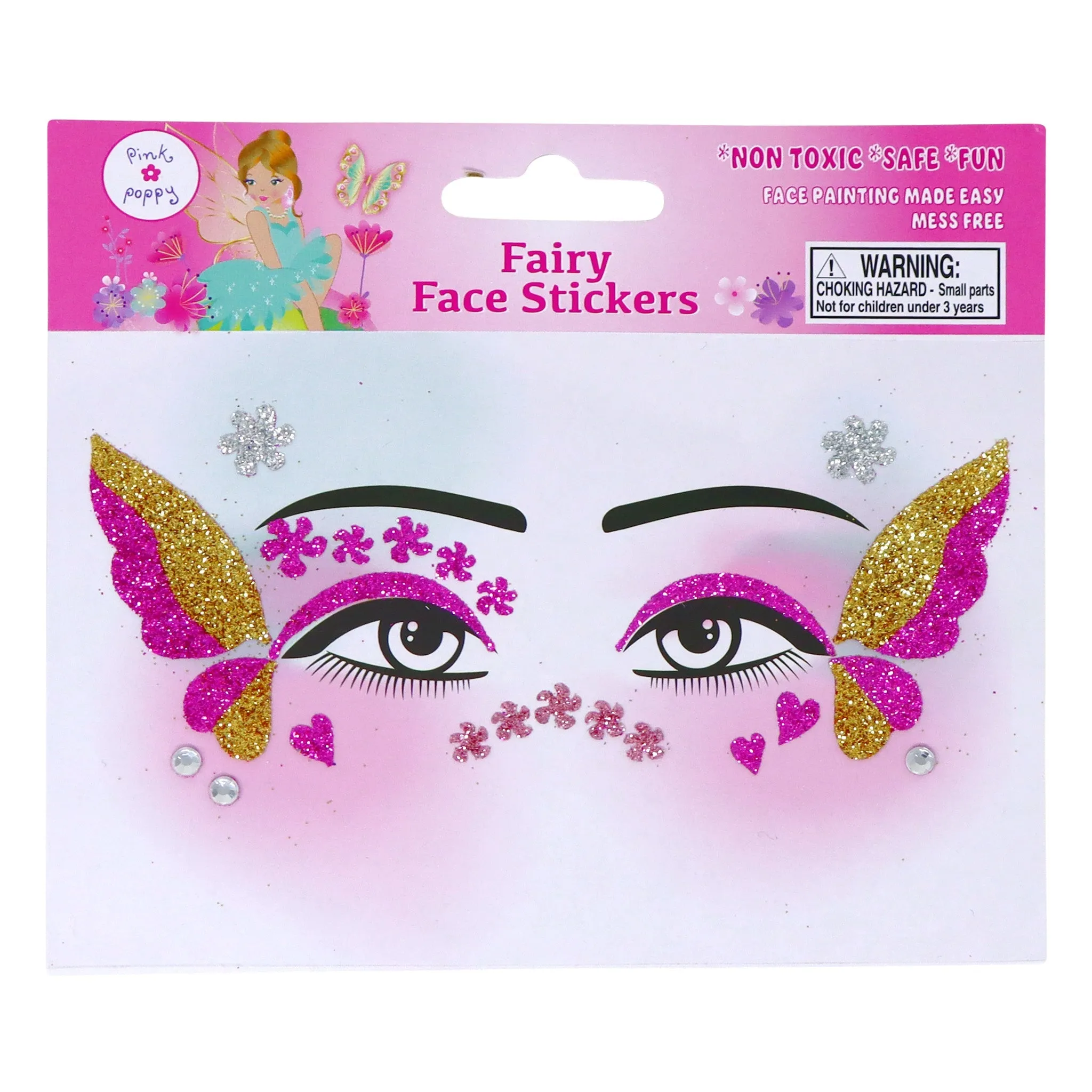 Pink Poppy Fairy Butterfly Friends Face Stickers