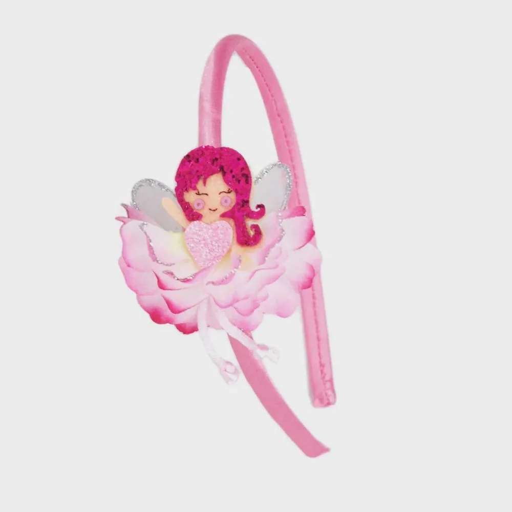 Pink Poppy Glitter Flower Fairy Headband