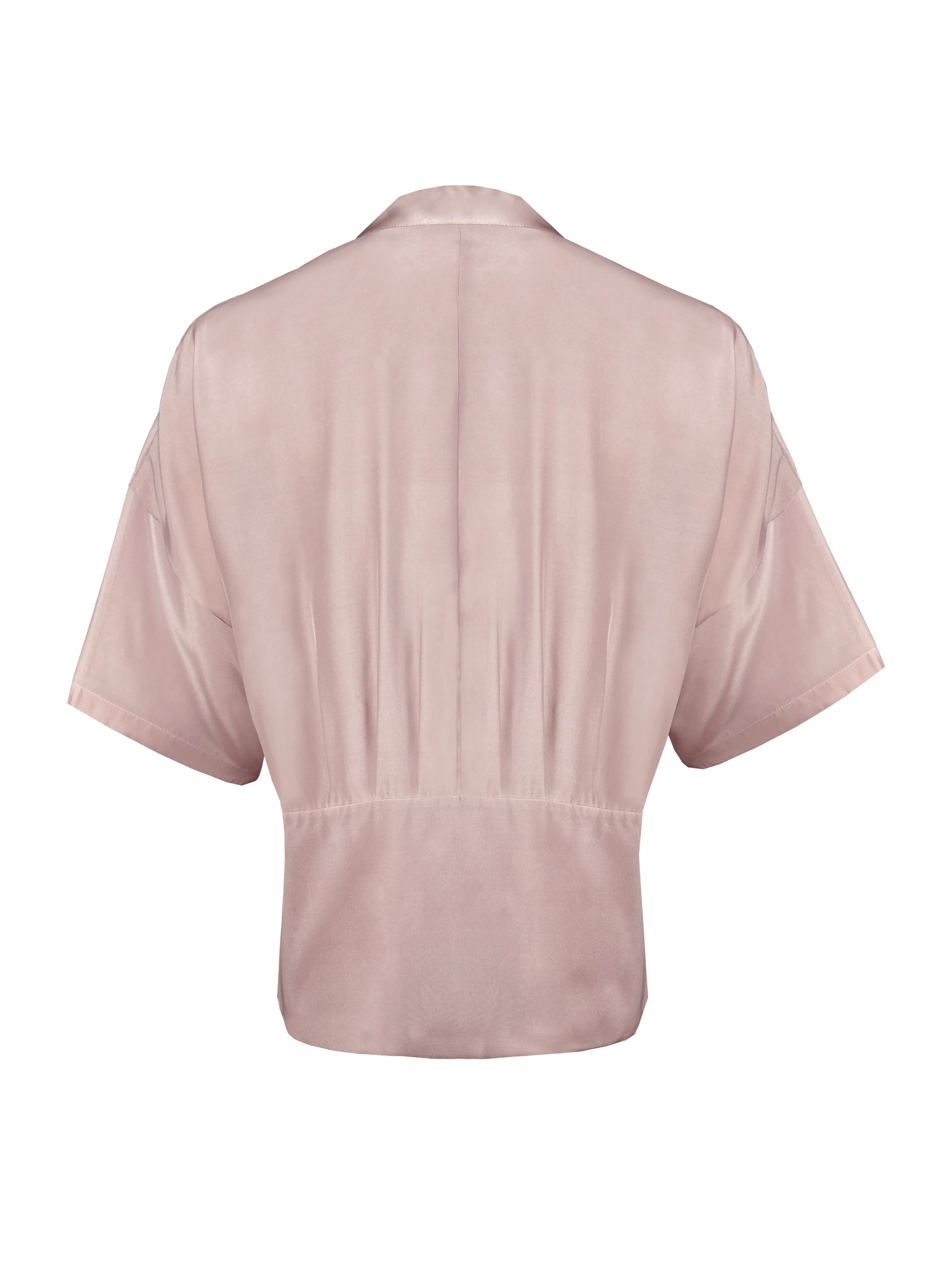 Pleated Silk Robe Nude Smoke