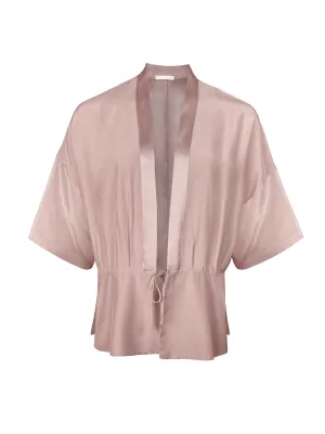 Pleated Silk Robe Nude Smoke