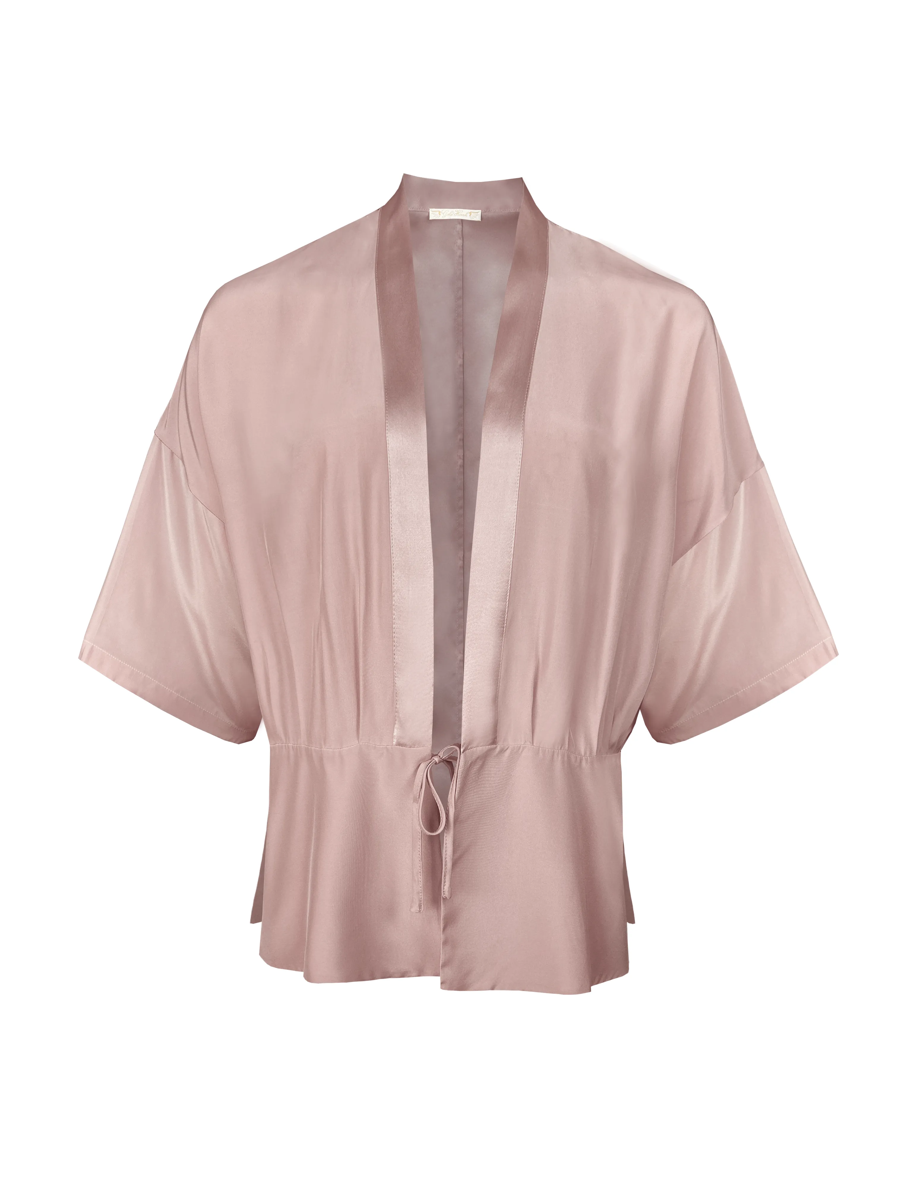 Pleated Silk Robe Nude Smoke