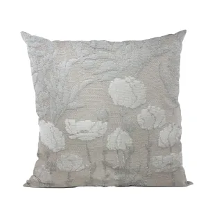 Plutus Enchanted Rose Floral White Gray Velvet Luxury Throw Pillow
