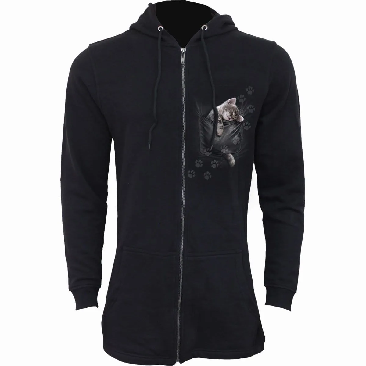 POCKET KITTEN - Ladies Fish Tail Full Zip Hoody - Zip Sleeve
